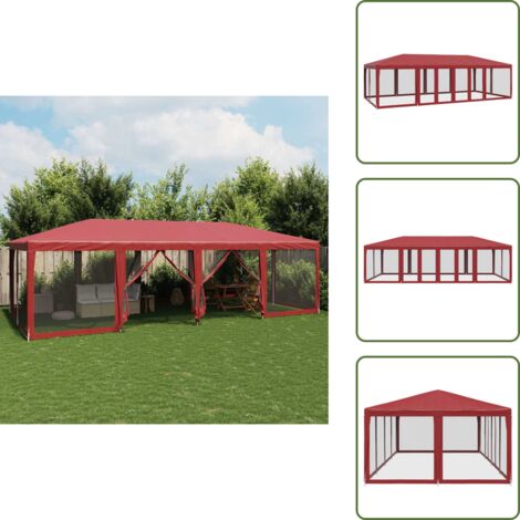 Carpa para eventos - vidaXL Carpa para fiestas con 12 paredes de malla HDPE rojo 8x4 m - Carpa para bodas