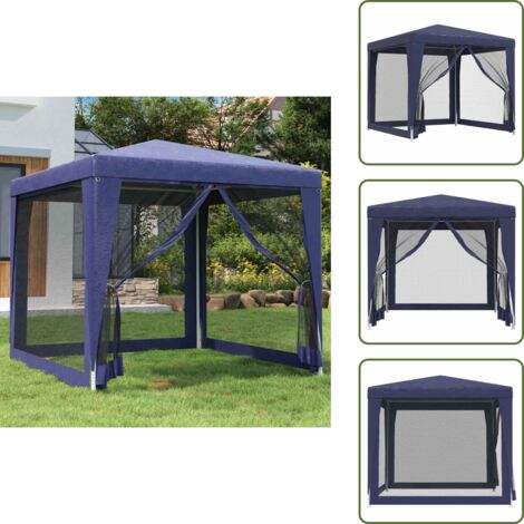 Carpa para eventos - vidaXL Carpa para fiestas con 4 paredes de malla HDPE azul 2,5x2,5 m - Carpa para bodas