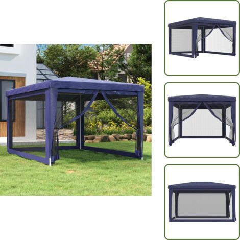 Carpa para eventos - vidaXL Carpa para fiestas con 4 paredes de malla HDPE azul 3x4 m - Carpa para bodas