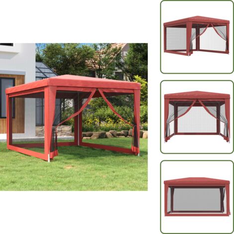 Carpa para eventos - vidaXL Carpa para fiestas con 4 paredes de malla HDPE rojo 3x4 m - Carpa para bodas