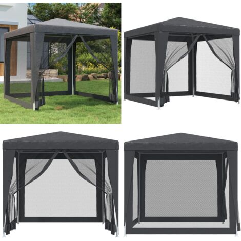 Carpa para fiestas 4 paredes malla HDPE gris antracita 2,5x2,5m - Carpa de malla - Carpa de 4 paredes
