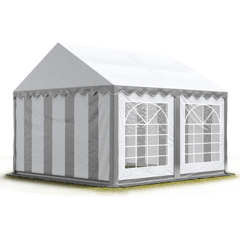 

Carpa para fiestas carpa de fiesta 4x4 m carpa de pabellón de jardín aprox. 500g/m² lona PVC en gris-blanco impermeable - bianco