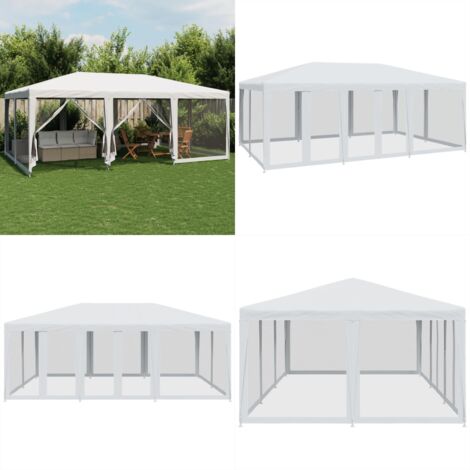 Carpa para fiestas con 10 paredes de malla HDPE blanco 6x4 m - Carpa de malla - Carpa de jardín