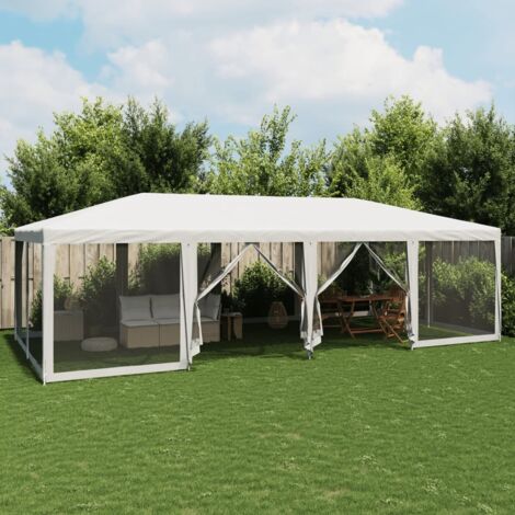 Carpa para fiestas con 12 paredes de malla HDPE  8x4 m