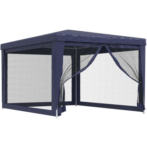 Carpa para fiestas con 4 paredes de malla HDPE azul 3x4 m vidaXL