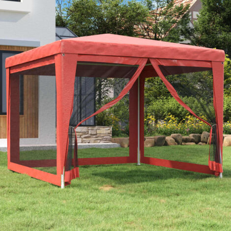 Carpa para fiestas con 4 paredes de malla HDPE rojo 3x3 m vidaXL