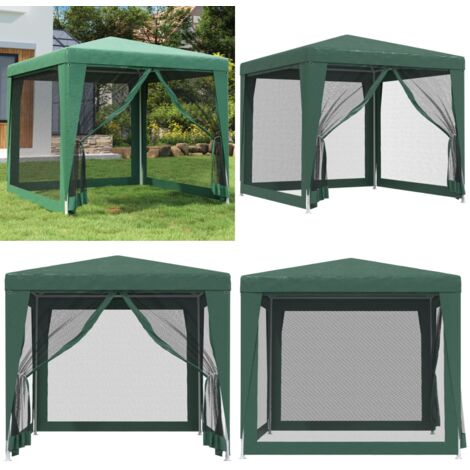 Carpa para fiestas con 4 paredes de malla HDPE verde 2,5x2,5 m - Carpa de malla - Carpa verde