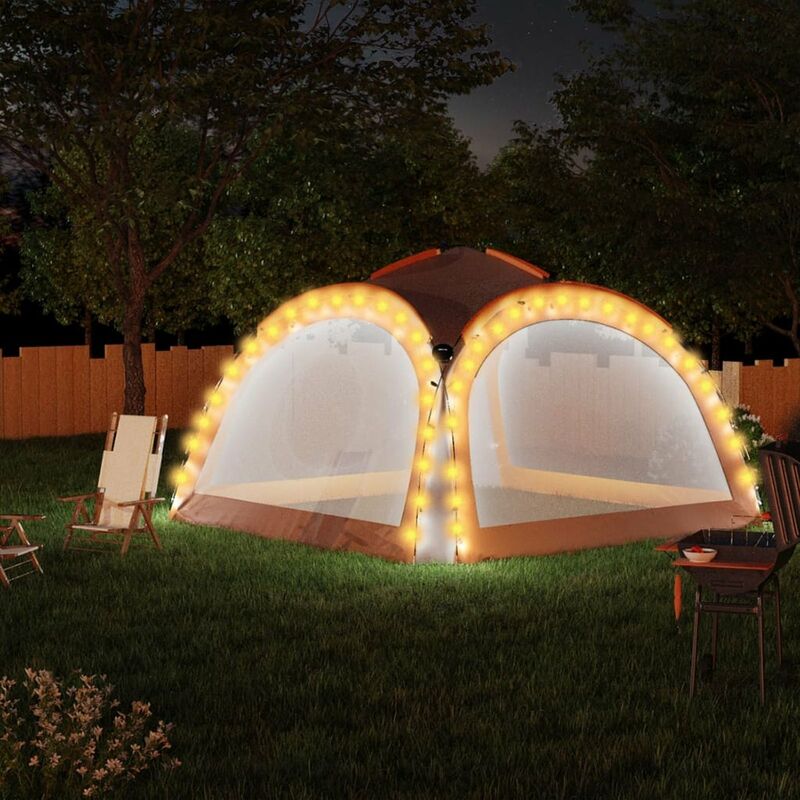 

Carpa para fiestas con LED 4 paredes gris naranja 3,6x3,6x2,3 m