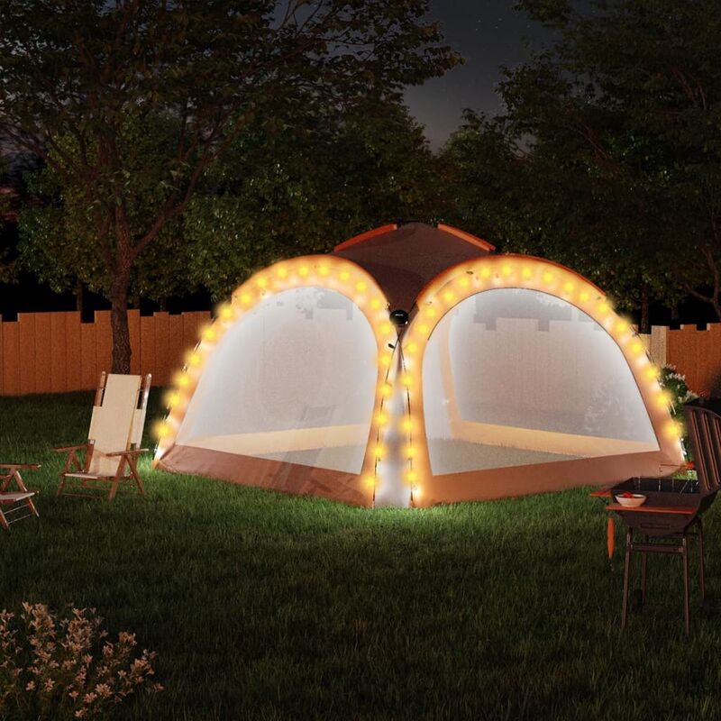 

Carpa para fiestas con LED 4 paredes gris naranja 3,6x3,6x2,3 m - Gris