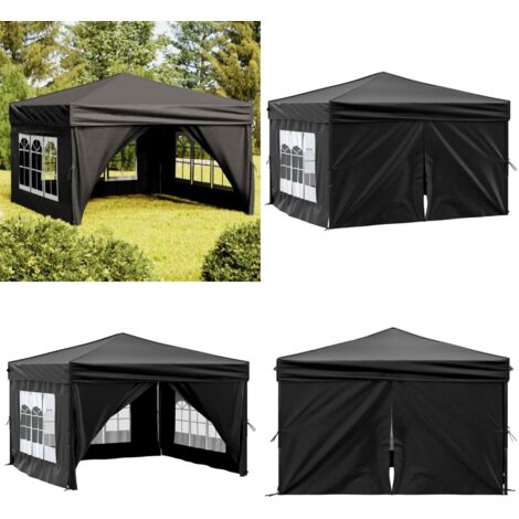 Carpa para fiestas plegable con paredes laterales negro 3x3 m - Carpa plegable - Carpa para eventos