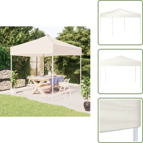 Carpa para fiestas plegable, Pabellón de Jardín, Pérgola color crema 3x3 m KLW8642 MaisonChic