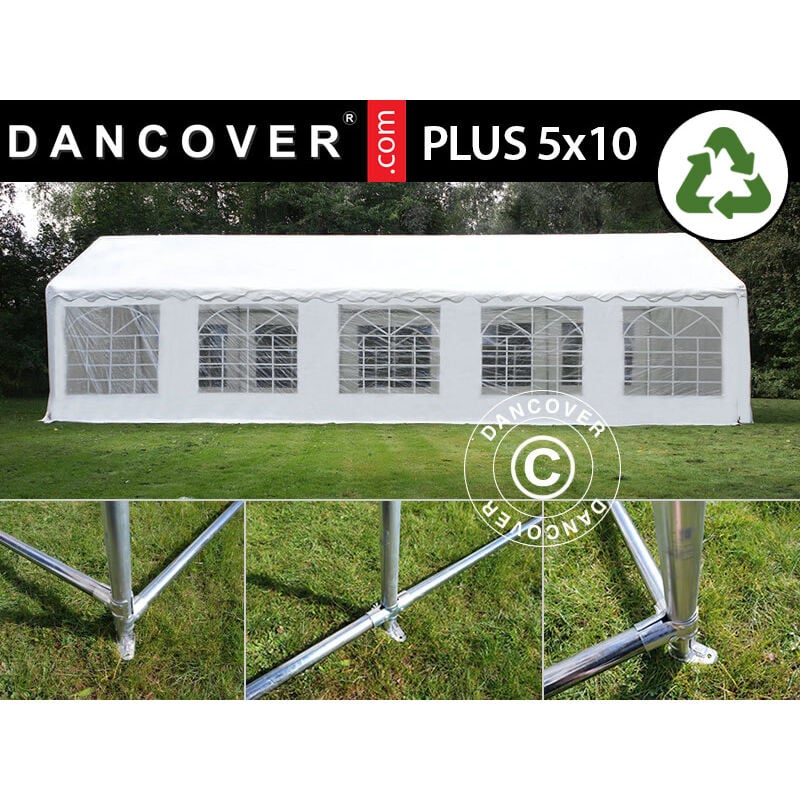 

Carpa para fiestas Carpa Eventos PLUS 5x10m PE, Blanco + Armazón de fundamento