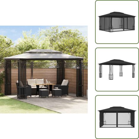 Carpa para fiestas - vidaXL Cenador con redes gris antracita 300x400x265 cm - Carpa para eventos