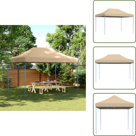 Carpa para jardín - vidaXL Tienda de fiesta plegable Pop-Up beige 410x279x315 cm - Carpa para barbacoa