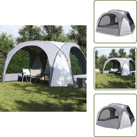 Carpa para reuniones - vidaXL Tienda de fiesta impermeable blanco y gris - Carpa con protección contra insectos