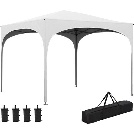 Carpa plegable 3x3 m cenador de jardín altura ajustable con bolsa de transporte impermeable y bolsas de arena para exteriores jardín patio blanco