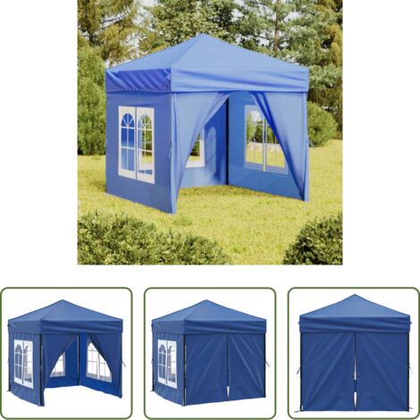 Carpa plegable -  Carpa para fiestas plegable con paredes laterales azul 2x2 m