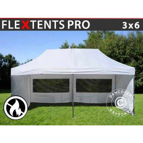 Carpa plegable Carpa Rapida FleXtents PRO 3x6m Blanco, Ignífuga,