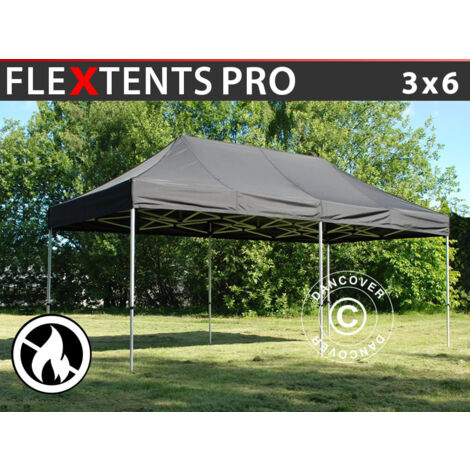Carpa plegable Carpa Rapida FleXtents PRO 3x6m Negro, Ignífuga