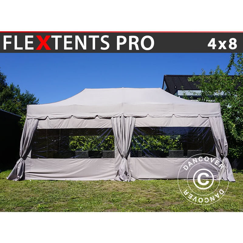 

Carpa plegable Carpa Rapida FleXtents PRO 'Peaked' 4x8m Latte, incluye 6 paredes laterales y 6 cortinas decorativas