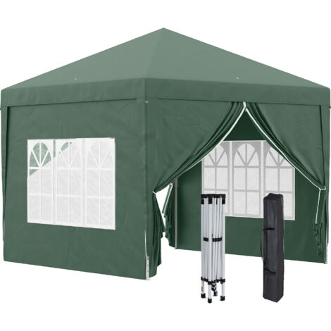 Carpa plegable con 4 paredes desmontables 3x3m cenador de jardín gazebo impermeable protección UV y bolsa de transporte para recepción evento verde