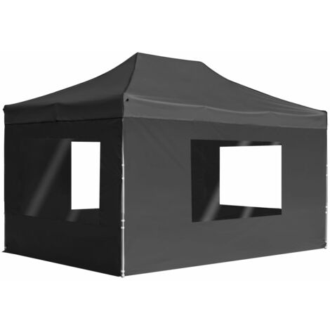 Carpa plegable con paredes aluminio gris antracita 4,5x3 m