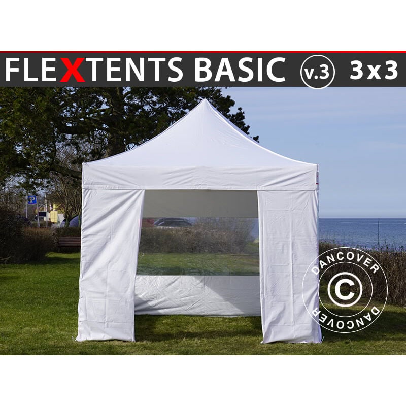 

Carpa plegable Carpa Rapida FleXtents Basic v.3, 3x3m Blanco, Incl. 4 lados