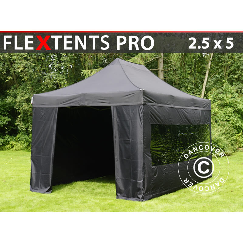 

Carpa plegable Carpa Rapida FleXtents PRO 2,5x5m Negro, incl. 6 lados