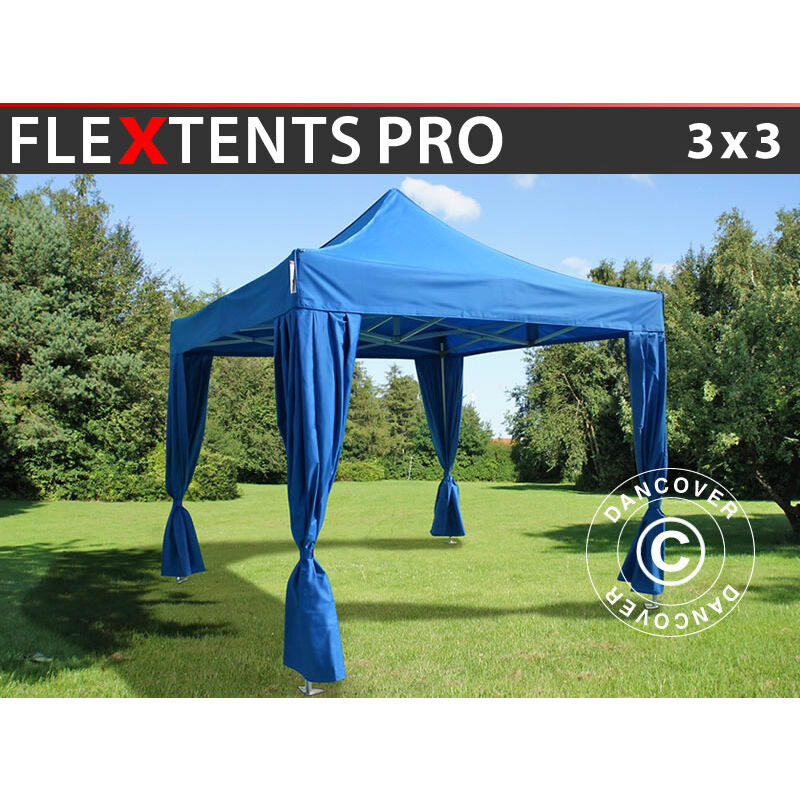 

Carpa plegable Carpa Rapida FleXtents PRO 3x3m Azul, Incl. 4 cortinas decorativas
