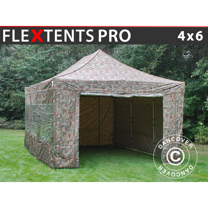 

Dancover - Carpa plegable Carpa Rapida FleXtents PRO 4x6m Camuflaje, Incl. 8 lados