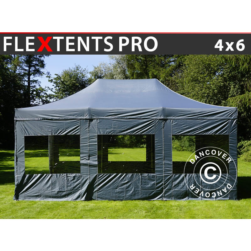 

Dancover - Carpa plegable Carpa Rapida FleXtents PRO 4x6m Gris, Incl. 8 lados