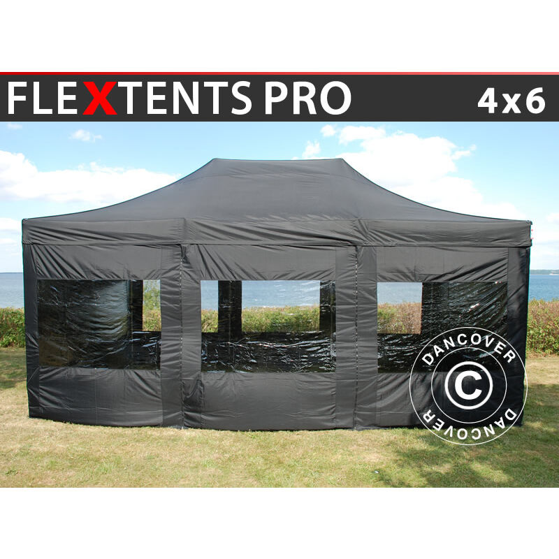 

Dancover - Carpa plegable Carpa Rapida FleXtents PRO 4x6m Negro, incl. 8 lados