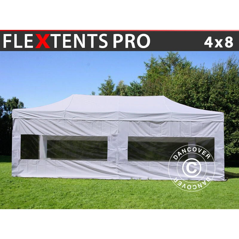 

Dancover - Carpa plegable Carpa Rapida FleXtents PRO 4x8m Blanco, Incl. 6 lados