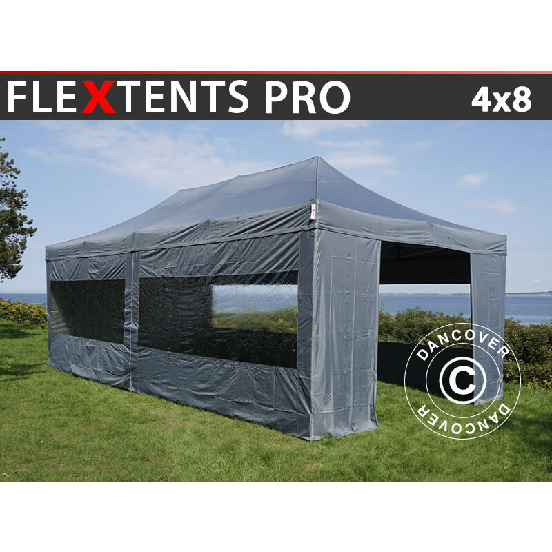 

Carpa plegable Carpa Rapida FleXtents PRO 4x8m Gris, Incl. 6 lados