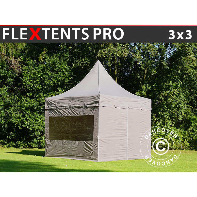 

Carpa plegable Carpa Rapida FleXtents PRO Peak Pagoda 3x3m Latte, Incl. 4 lados