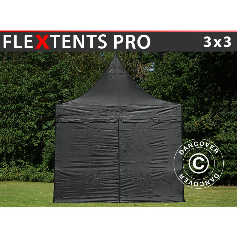 

Carpa plegable Carpa Rapida FleXtents PRO Peak Pagoda 3x3m Negro, Incl. 4 lados