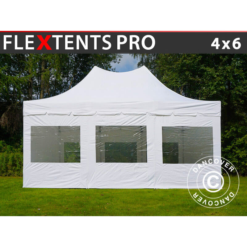 

Dancover - Carpa plegable Carpa Rapida FleXtents PRO Peak Pagoda 4x6m Blanco, Incl. 8 lados