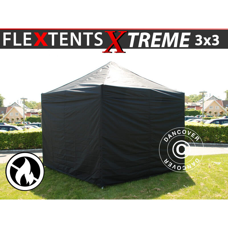 

Carpa plegable Carpa Rapida FleXtents Xtreme 50 3x3m Negro, Ignífuga, Incl. 4 lados