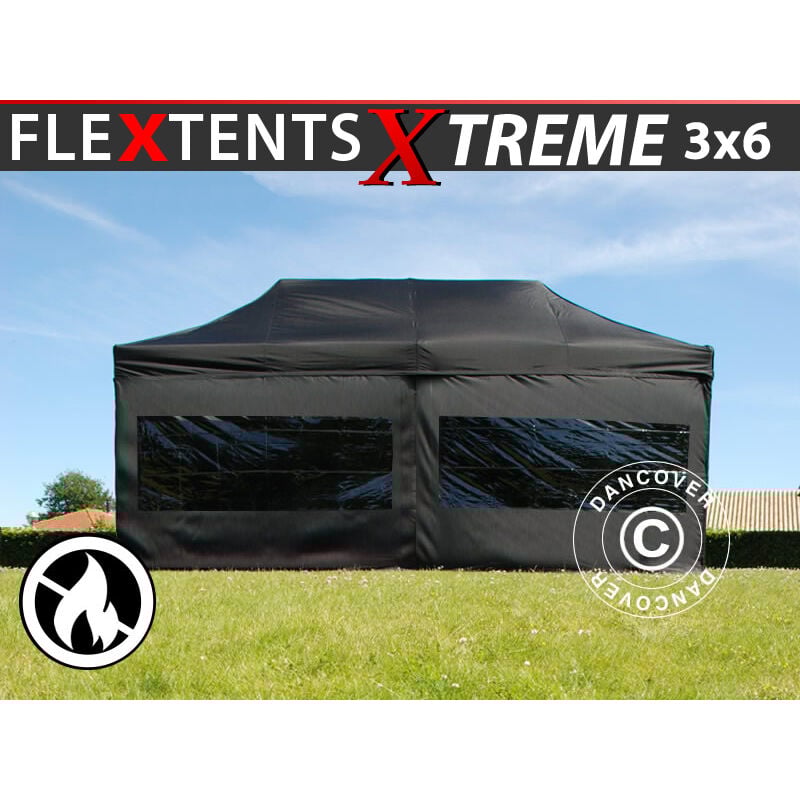 

Carpa plegable Carpa Rapida FleXtents Xtreme 50 3x6m Negro, Ignífuga, Incl. 6 lado