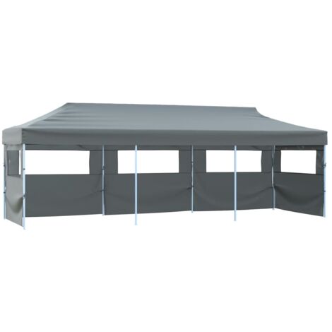 Carpa plegable Pop-up con 5 paredes laterales 3x9 m gris