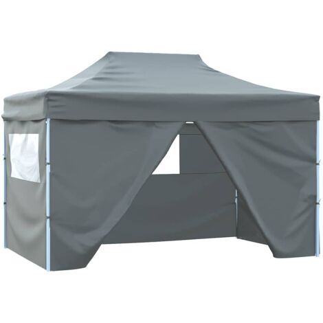 Carpa plegable profesional 4 paredes acero gris antracita 3x4 m