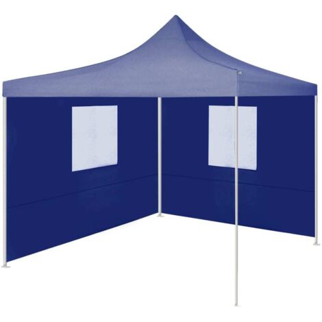 Carpa plegable profesional con 2 paredes acero azul 2x2 m
