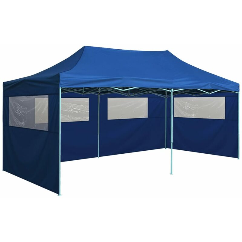 

Carpa plegable profesional con 4 paredes acero azul 3x6 m - Azul