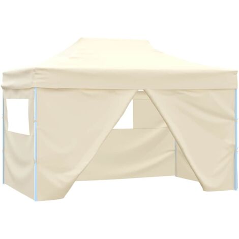 Carpa plegable profesional con 4 paredes acero color crema 3x4m vidaXL