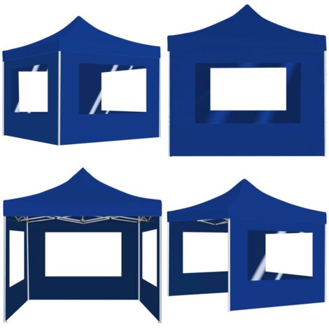 Carpa plegable profesional con paredes aluminio azul 2x2 m - Carpa profesional - Carpa para fiestas