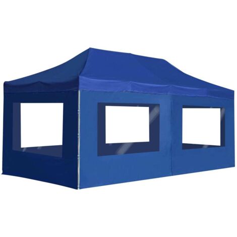 Carpa plegable profesional con paredes aluminio azul 6x3m