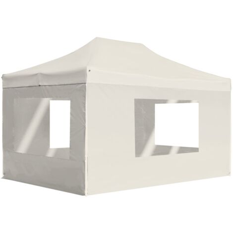 Carpa plegable profesional con paredes aluminio crema 4,5x3 m
