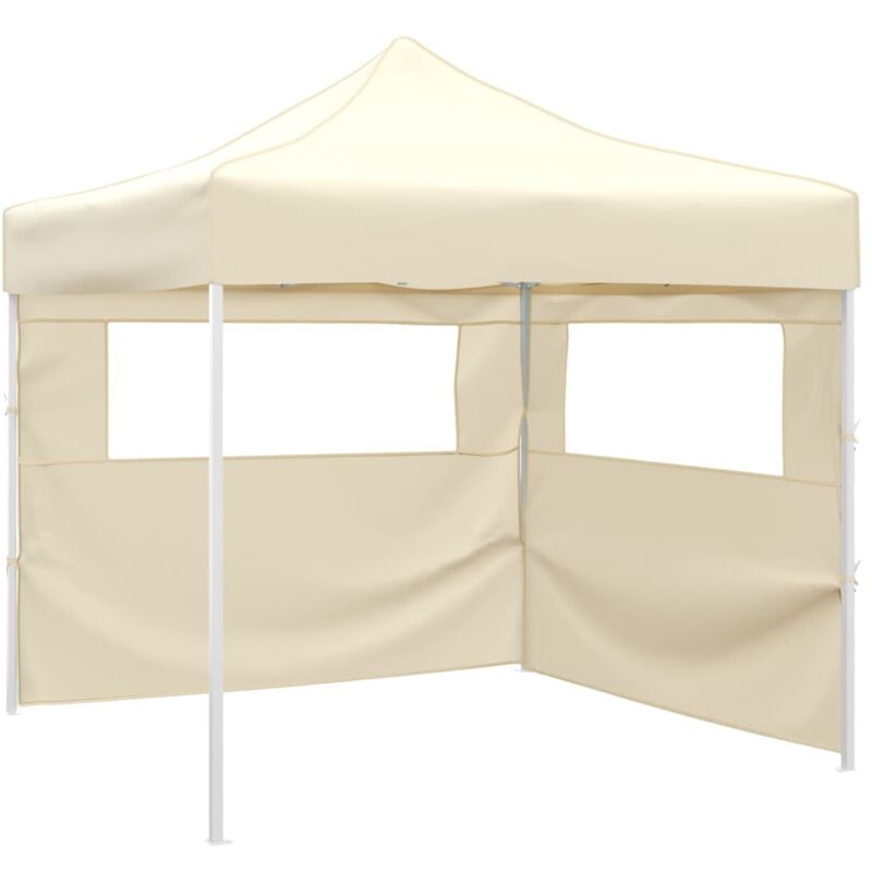 Vidaxl - Cenador plegable con 2 paredes color crema 3x3 m Crema