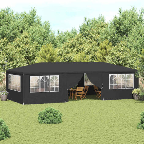 Carpa profesional para fiestas con paredes gris 90 g/m² 4x9 m