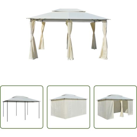 Carpa resistente -  Marquesina de jardín con cortinas blanca 4x3 m